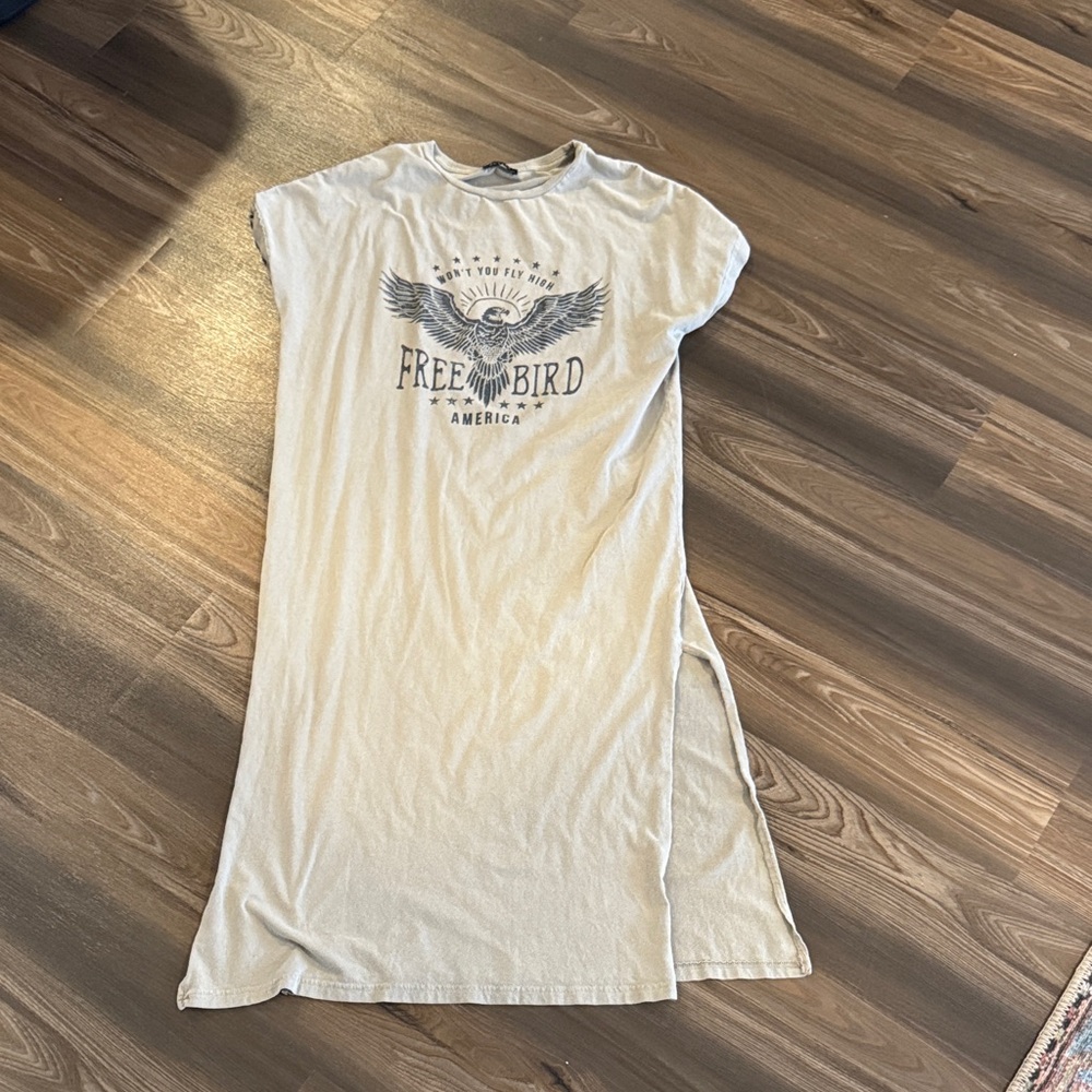 Free Bird Graphic T-Shirt Dress